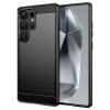 Samsung Galaxy S25 Ultra Cover Børstet Karbonfibertekstur Sort