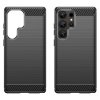 Samsung Galaxy S25 Ultra Cover Børstet Karbonfibertekstur Sort