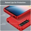 Sony Xperia 10 IV Cover Børstet Karbonfibertekstur Rød
