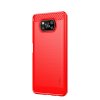 Xiaomi Poco X3 NFC Cover Børstet Kulfibertekstur Rød