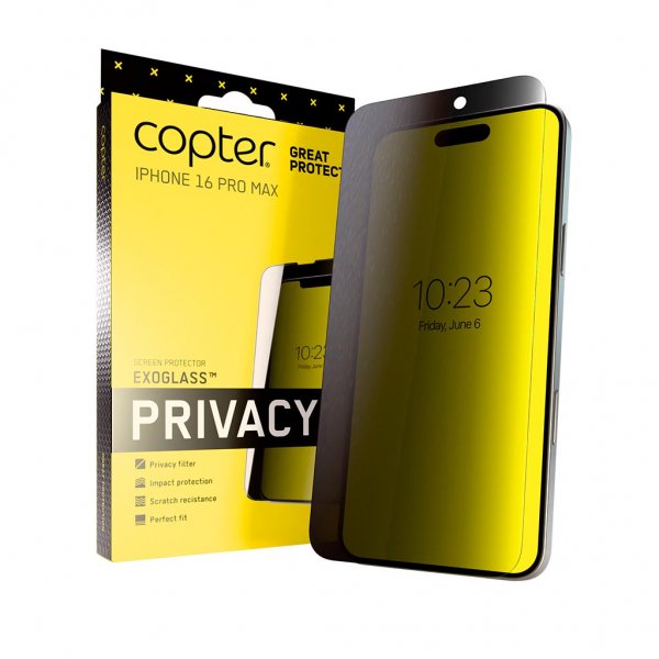 iPhone 16 Pro Max Skærmbeskytter Exoglass Flat Privacy