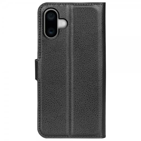 iPhone 16 Etui Litchi Sort