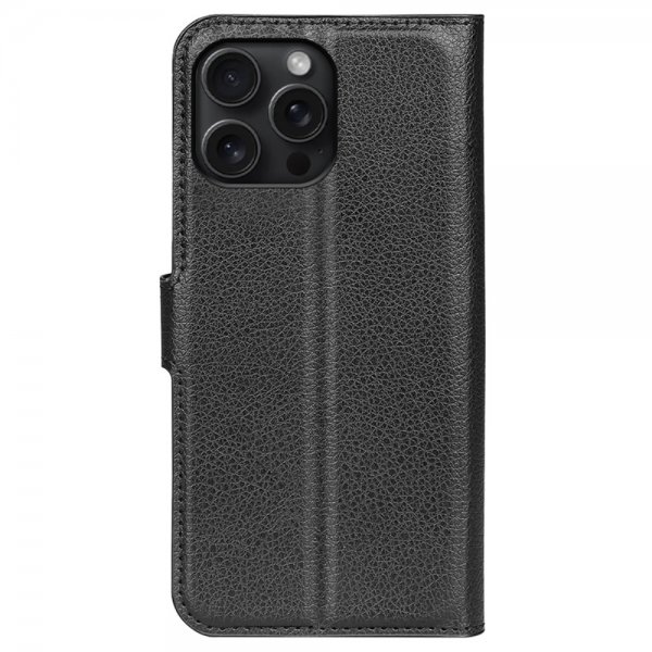 iPhone 16 Pro Etui Litchi Sort