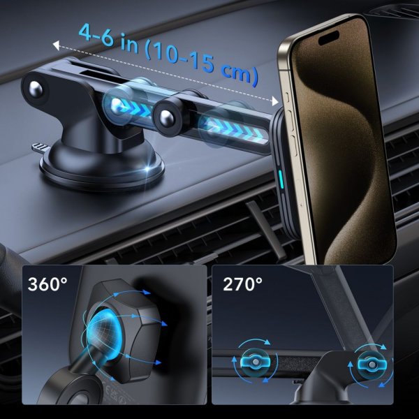 Bilholder Qi2 Dashboard Wireless Car Charger HaloLock Sort