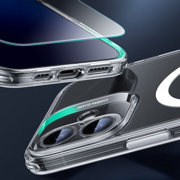 iPhone 16 Cover og Skærmbeskytter Classic Hybrid Pro Set Transparent