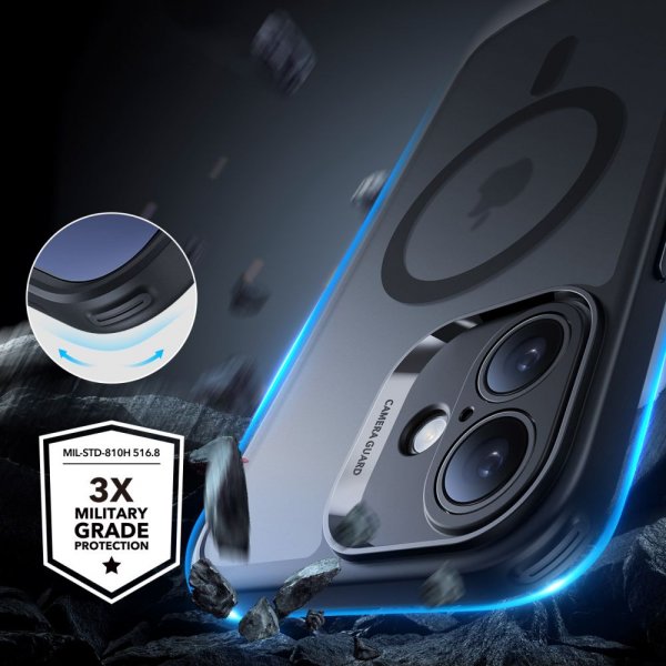 iPhone 16 Cover og Skærmbeskytter Classic Hybrid Pro Set Sort