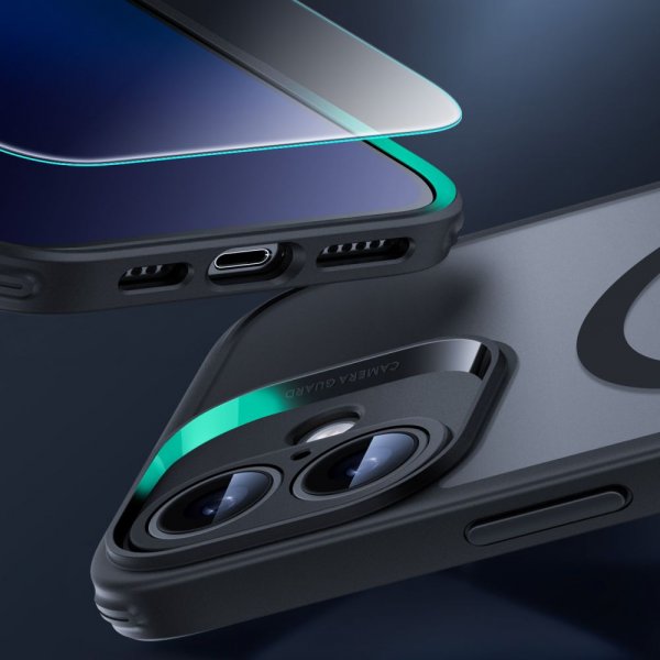 iPhone 16 Cover og Skærmbeskytter Classic Hybrid Pro Set Sort