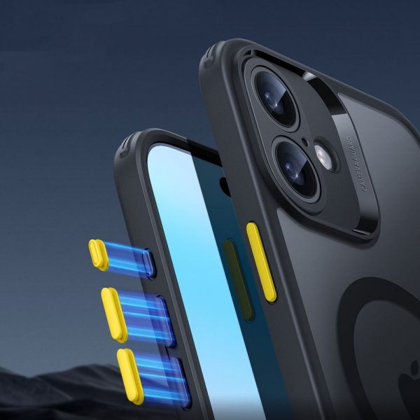 iPhone 16 Cover og Skærmbeskytter Classic Hybrid Pro Set Sort