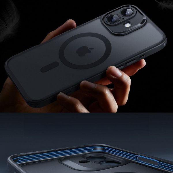 iPhone 16 Cover og Skærmbeskytter Classic Hybrid Pro Set Sort