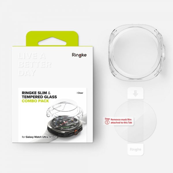 Samsung Galaxy Watch Ultra 47mm Cover og Skærmbeskytter Slim & Glass Transparent