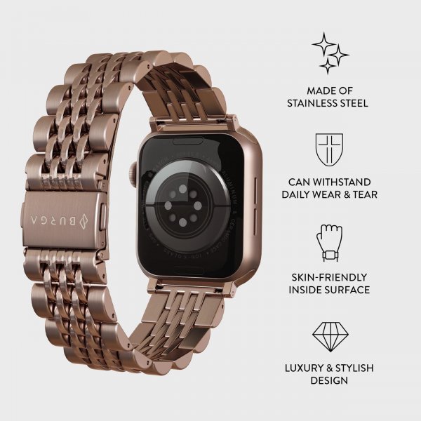 Apple Watch 44/45/46mm/Ultra 49mm Armbånd Metal Roseguld