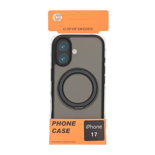 iPhone 17 Cover Roterbart Stativ Sort