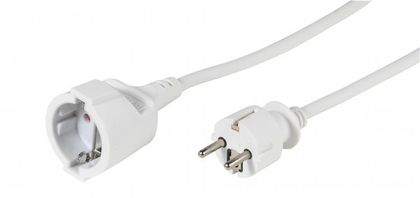 Jordad strømforlængerkabel 10m Hvid