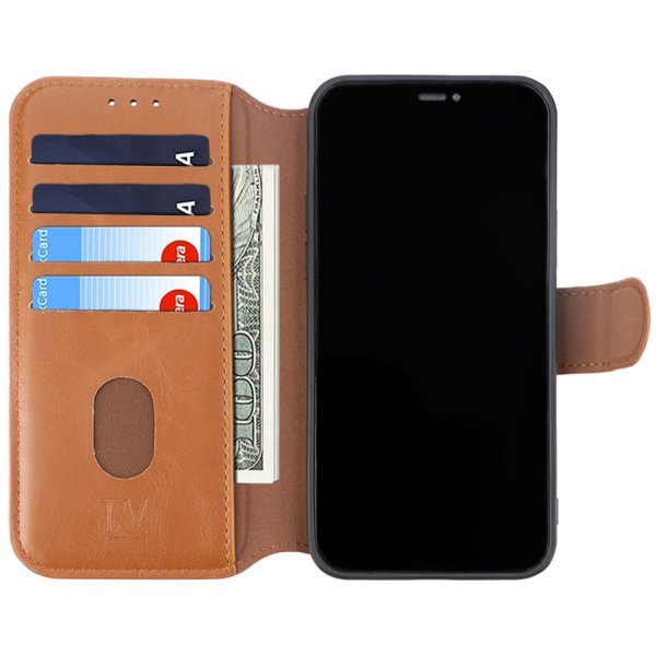 iPhone 12/iPhone 12 Pro Etui Udfoldelig Kortholder Brun