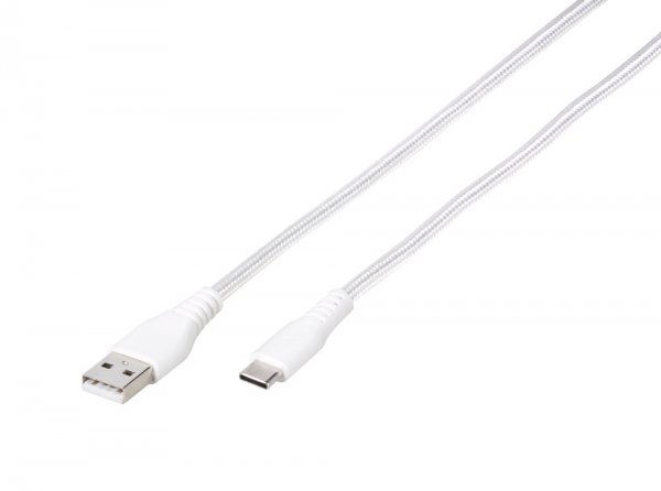 Kabel Longlife Braided USB-A/USB-C 2.5m Hvid