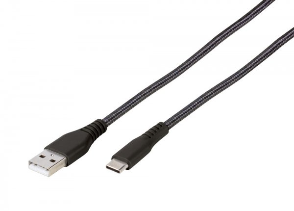 Kabel Longlife Braided USB-A/USB-C 1.5m Sort