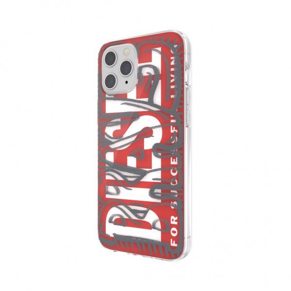 iPhone 12 Pro Max Cover Snap Case Clear AOP Red/Grey