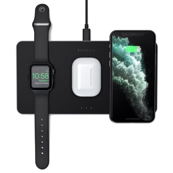 Trio Trådløs Oplader för Apple Watch. AirPods och Telefon