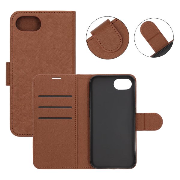 iPhone 16e/17e Etui med Kortholder Stativfunktion Brun
