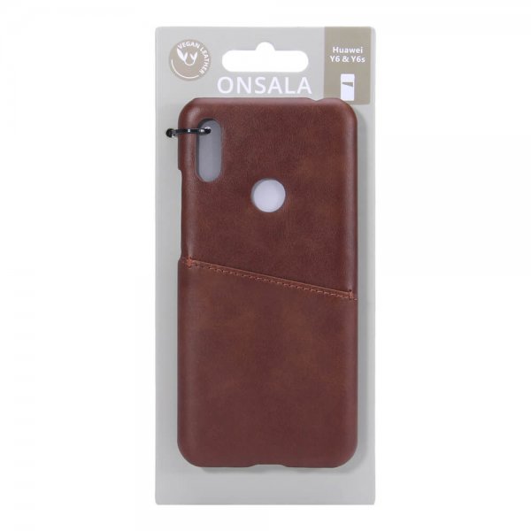 Huawei Y6 2019 Cover med Kortholder Brun