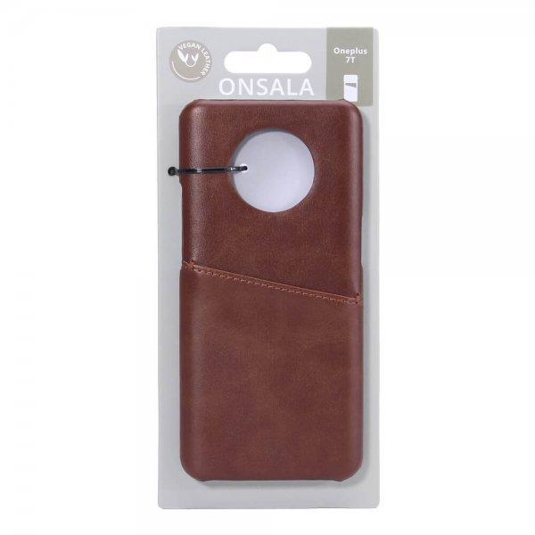 OnePlus 7T Cover med Kortholder Brun