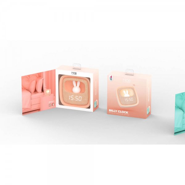 Vækkeur med nattelys Billy ur lyserød