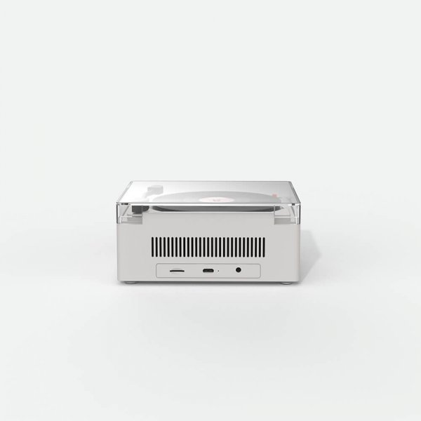 Højttaler vækkeur vinyl retro grå