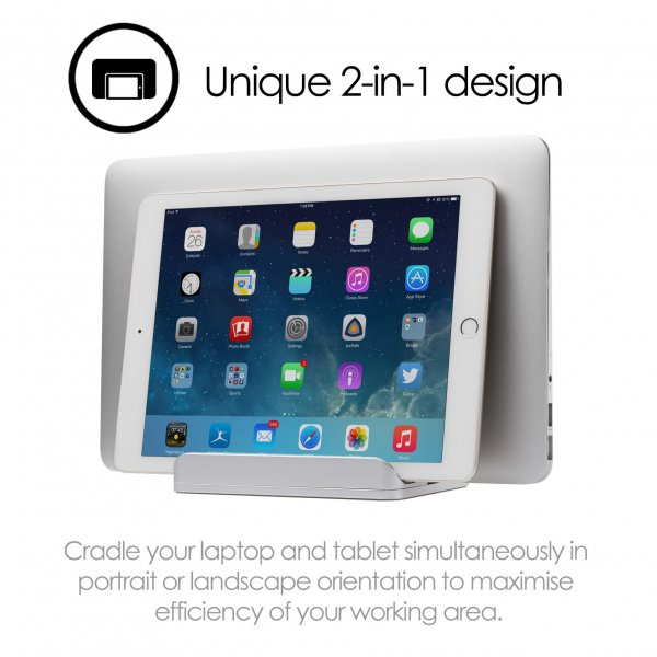 Dobbelt Bordstativ til Tablet Mac/Ultrabooks Justerbar Aluminium