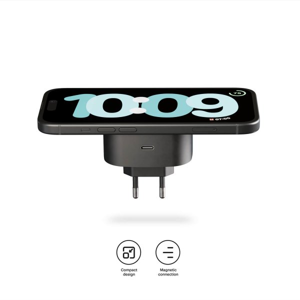 Trådløs oplader Wall Plug Qi2 MagSafe Sort