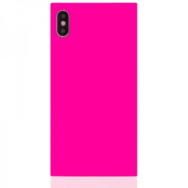 iPhone Xs Max Cover Square Case Neon Lyserød