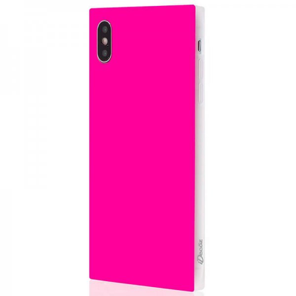 iPhone Xs Max Cover Square Case Neon Lyserød