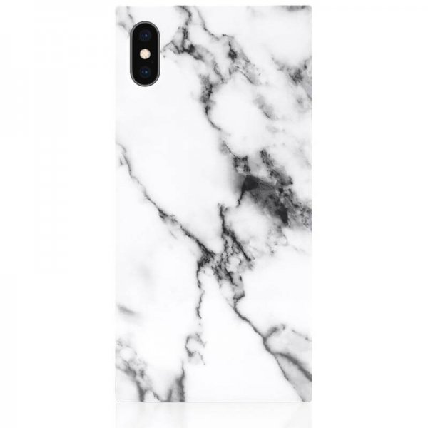 iPhone Xs Max Cover Square Case Marble Hvid
