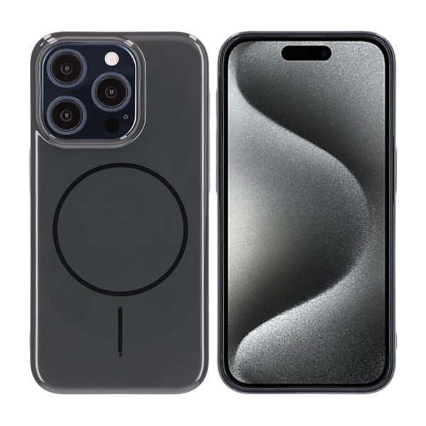 iPhone 15 Pro Cover TPU MagSafe Glat Sort