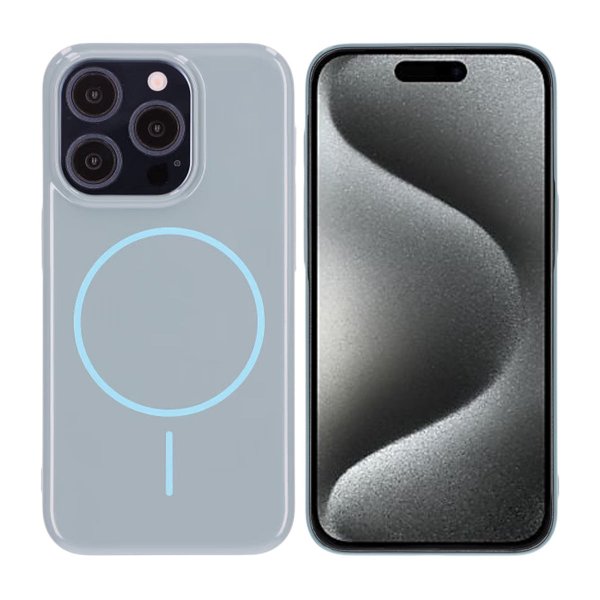 iPhone 15 Pro Cover TPU MagSafe Glat Blå