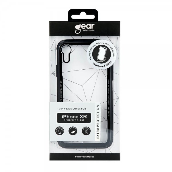 iPhone Xr Cover Hærdet Glas Klar Sort