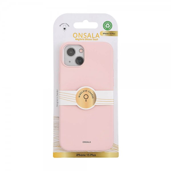 iPhone 15 Plus Cover Silicone Touch MagSeries Chalk Pink