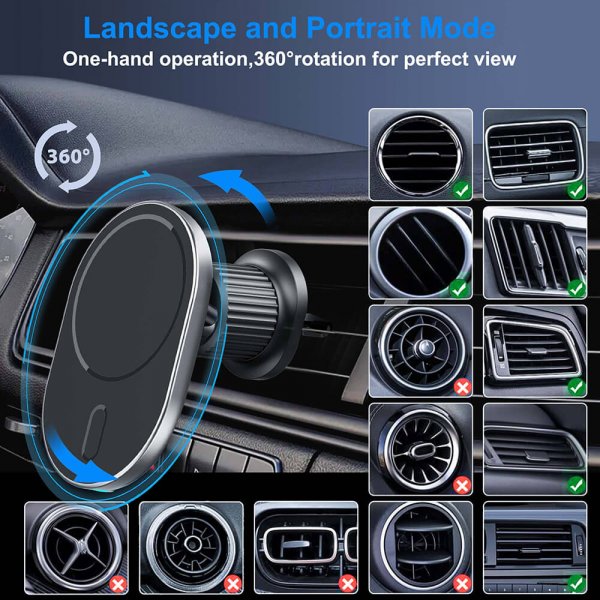 MagSerie Telefonholder Airvent MagSafe-opladning 15W