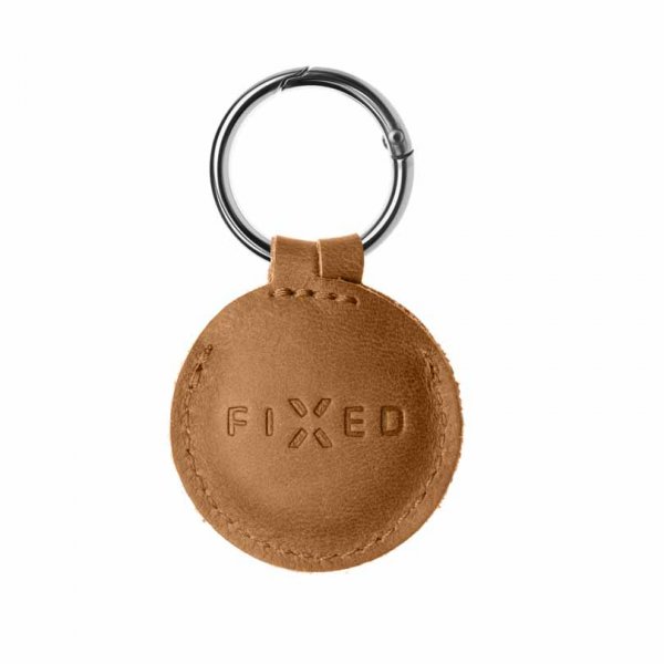Apple AirTag Holder Real Leather Keychain Case Brun