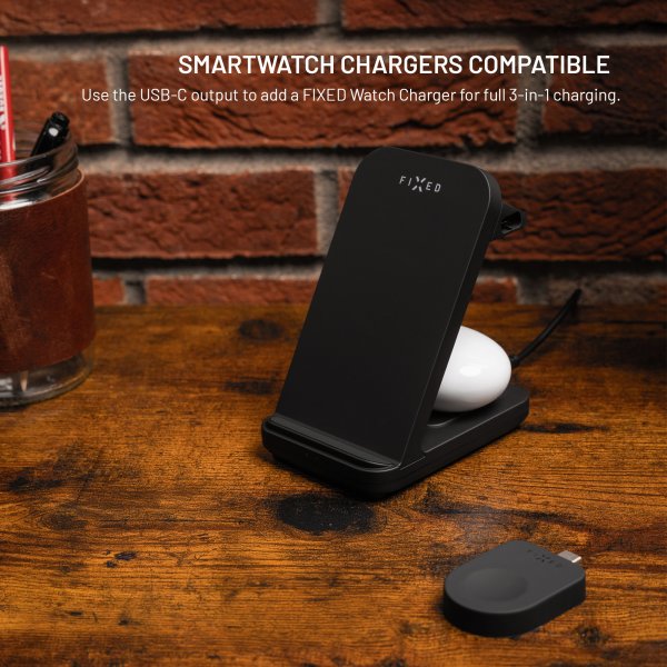 Trådløs oplader Powerstation for Garmin 3in1 15W Sort