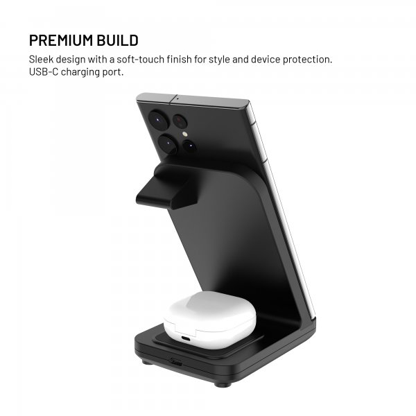 Trådløs oplader Powerstation for Garmin 3in1 15W Sort