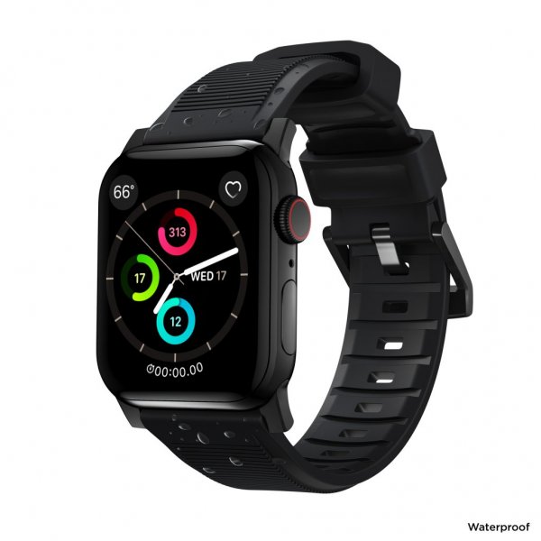 Apple Watch 38/40/41/42mm Armbånd Rugged Band Black Hardware Sort