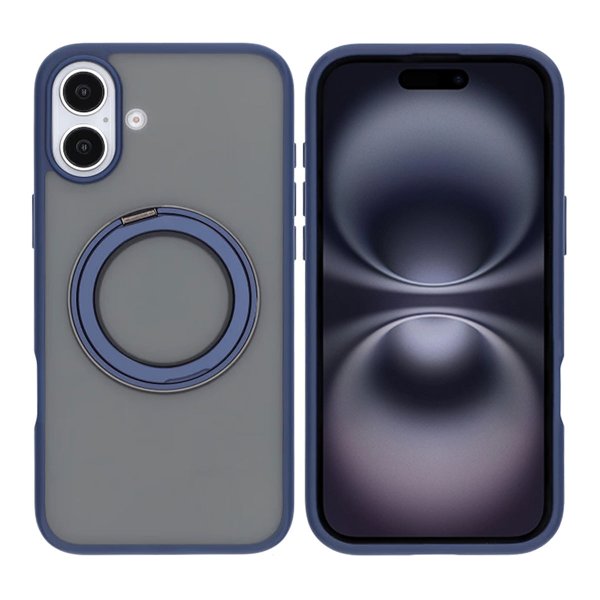 iPhone 16 Plus Cover Roterbart Stativ Blå