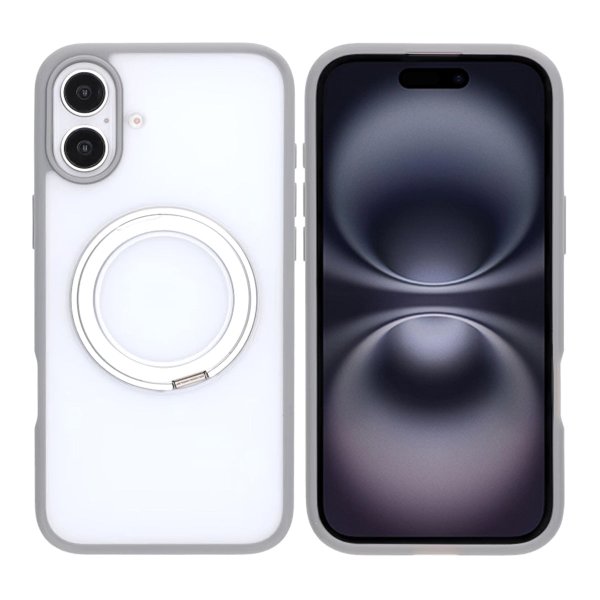 iPhone 16 Plus Cover Roterbart Stativ Grå