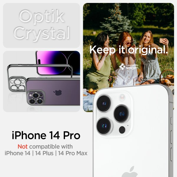 iPhone 14 Pro Cover Optik Crystal Chrome Gray
