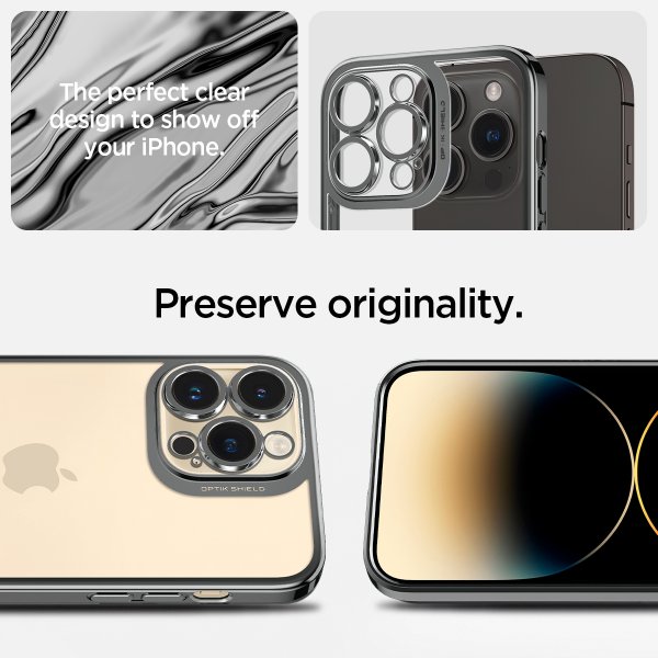 iPhone 14 Pro Cover Optik Crystal Chrome Gray