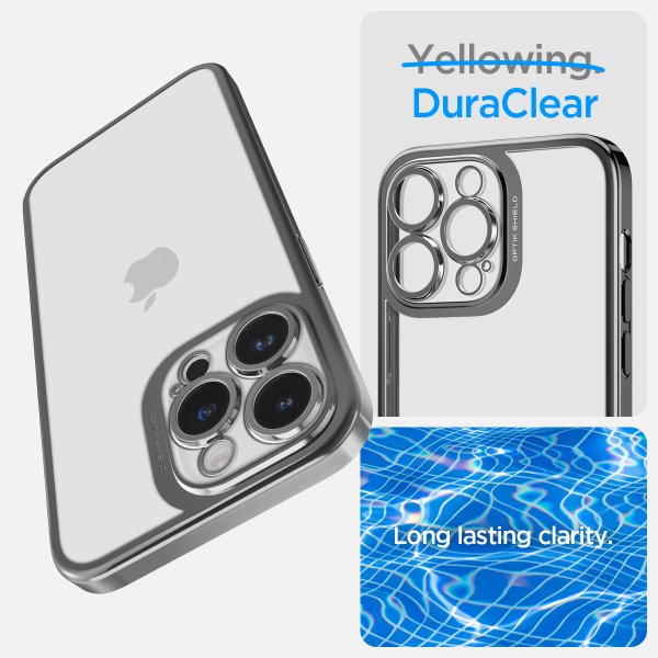 iPhone 14 Pro Cover Optik Crystal Chrome Gray