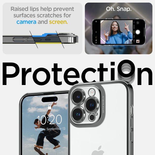 iPhone 14 Pro Cover Optik Crystal Chrome Gray