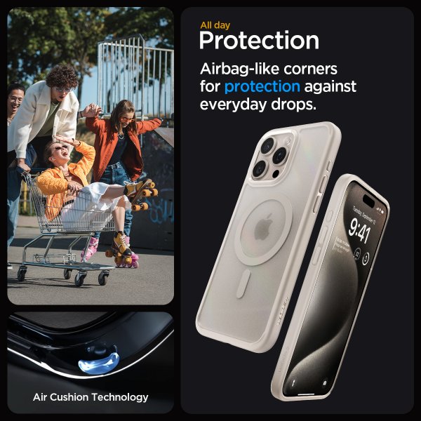 iPhone 15 Pro Max Cover Ultra Hybrid MagFit Frost Natural Titanium