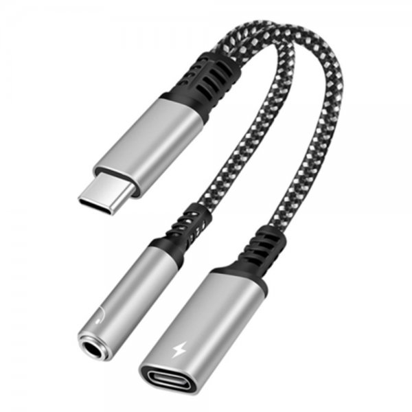 Adapter USB-C till 3.5mm & USB-C Silver