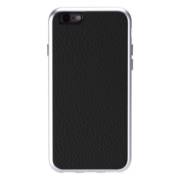 iPhone 6/6s Skal AluFrame Leather Sort Sølv